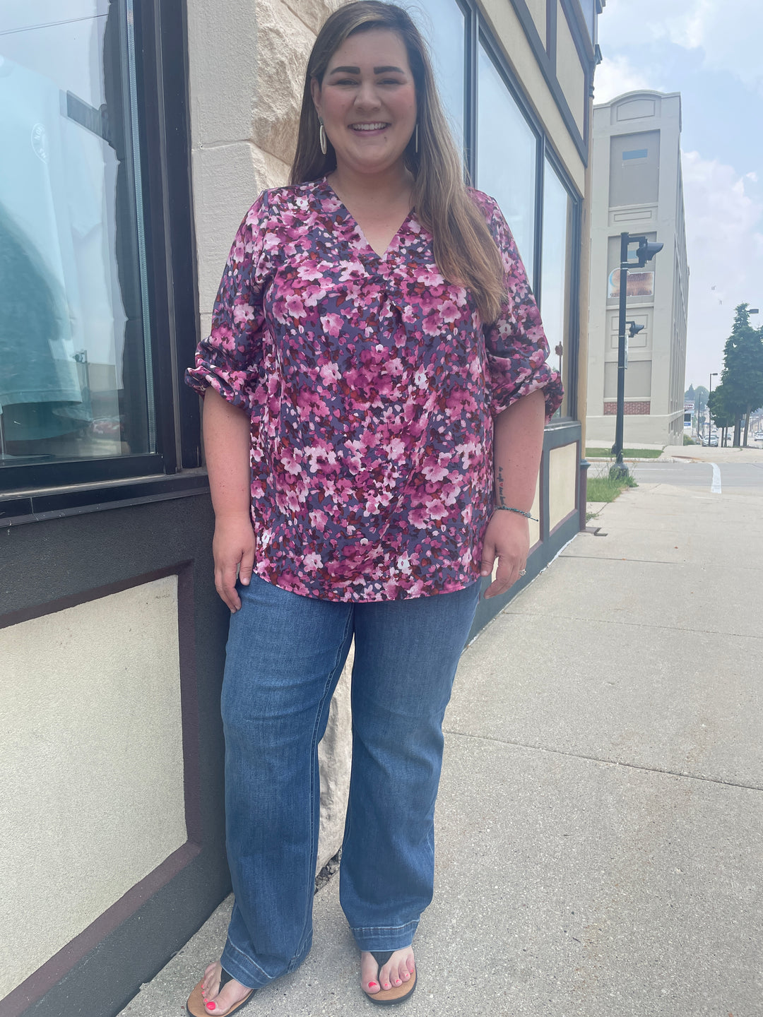 Magenta Floral Blouse