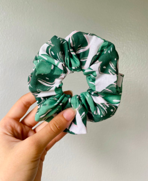 Tropical Leaves Scrunchie. Monstera Scrunchie