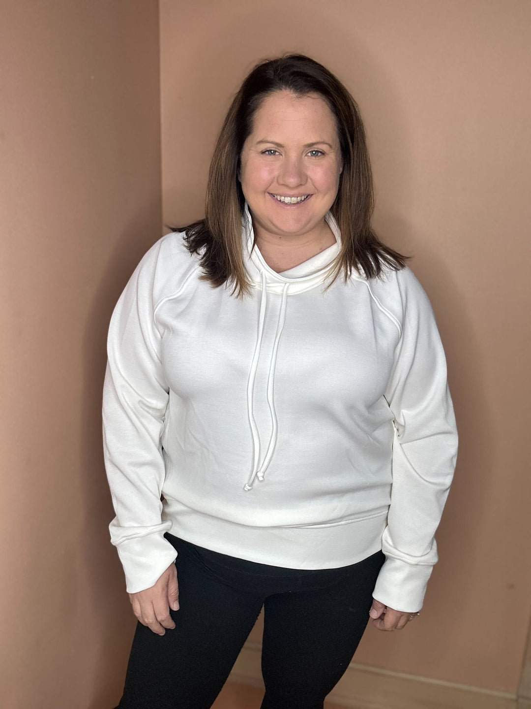 Cowl Neck Pullover In Simply White
