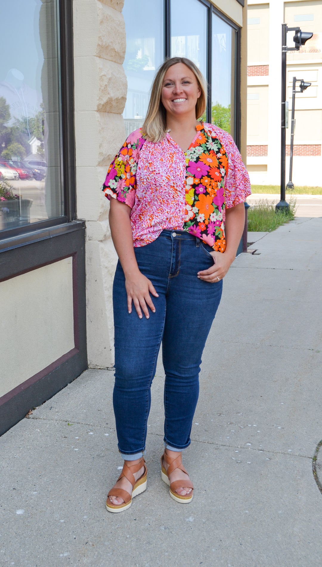 Colorful Pattern Mixing Blouse