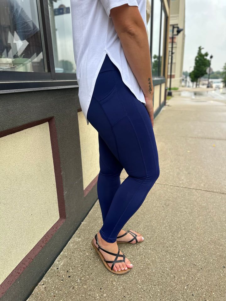 Navy Leggings with Pockets
