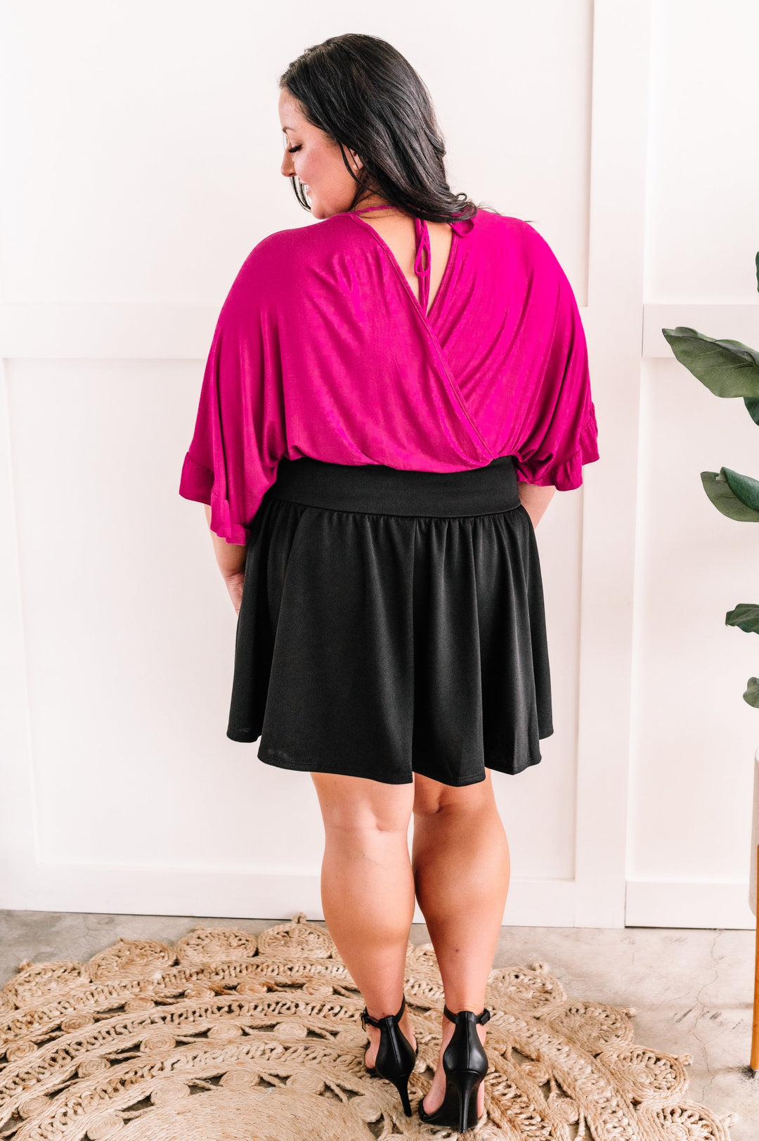 Going With The Flow Bodysuit In Deep Magenta