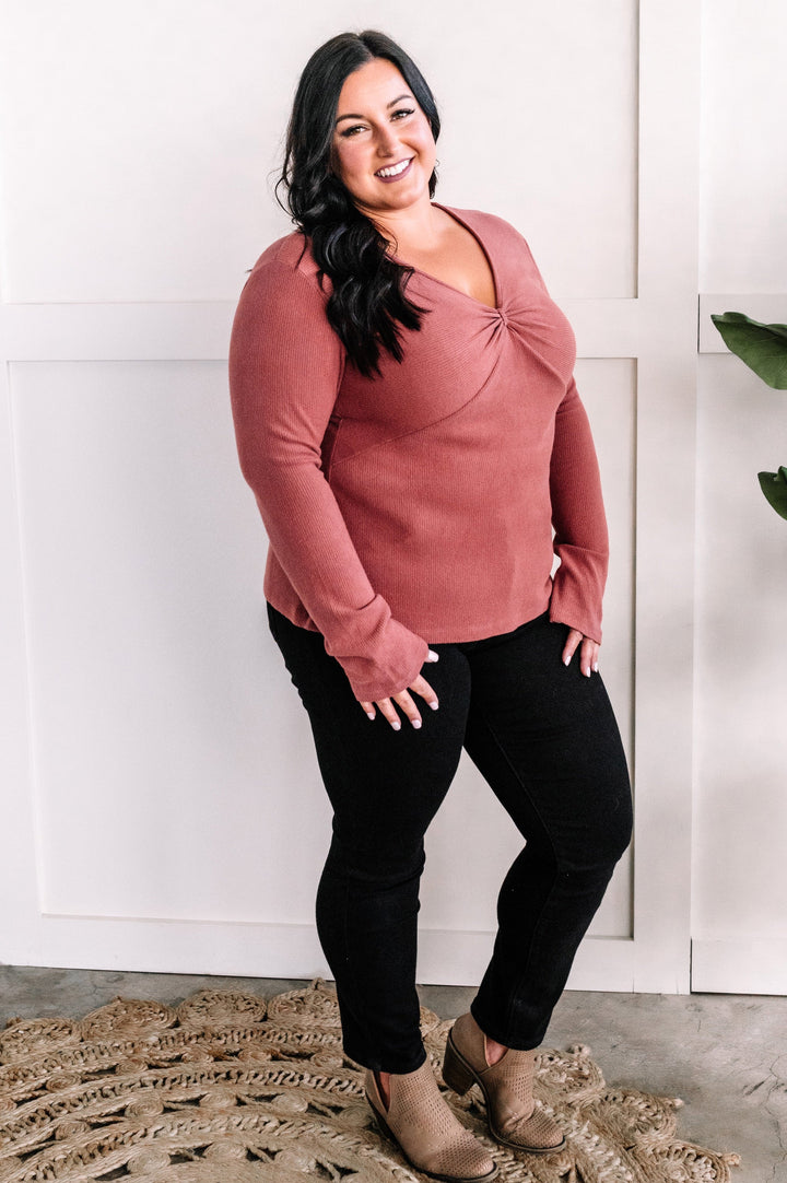 Cashmere Soft Knit Top In Soft Brandy