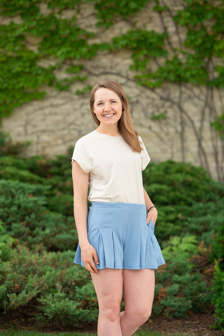 Dusty Blue Ruffle Shorts