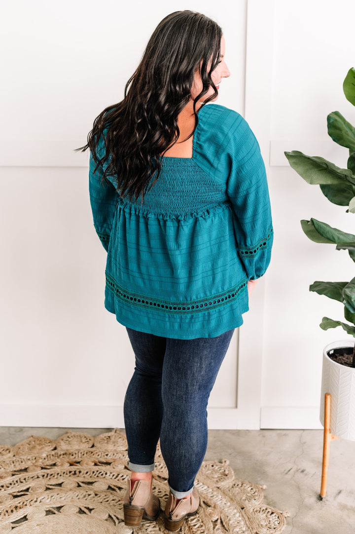 Smocked Blouse In Spanish Turquoise
