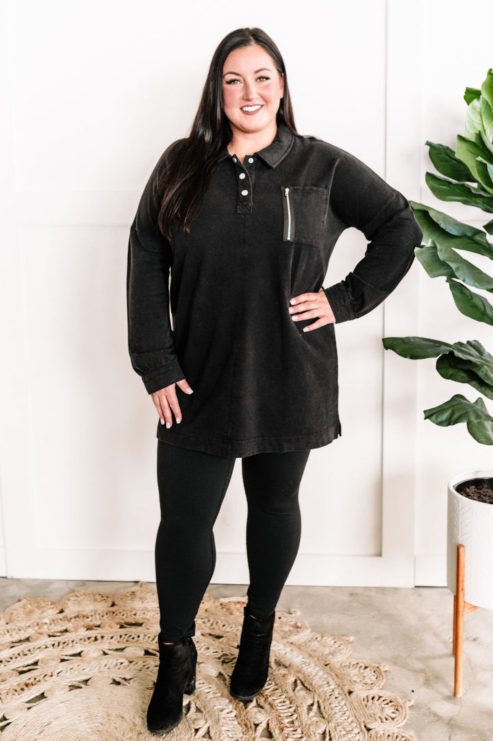 Sweatshirt Tunic In Costal Black