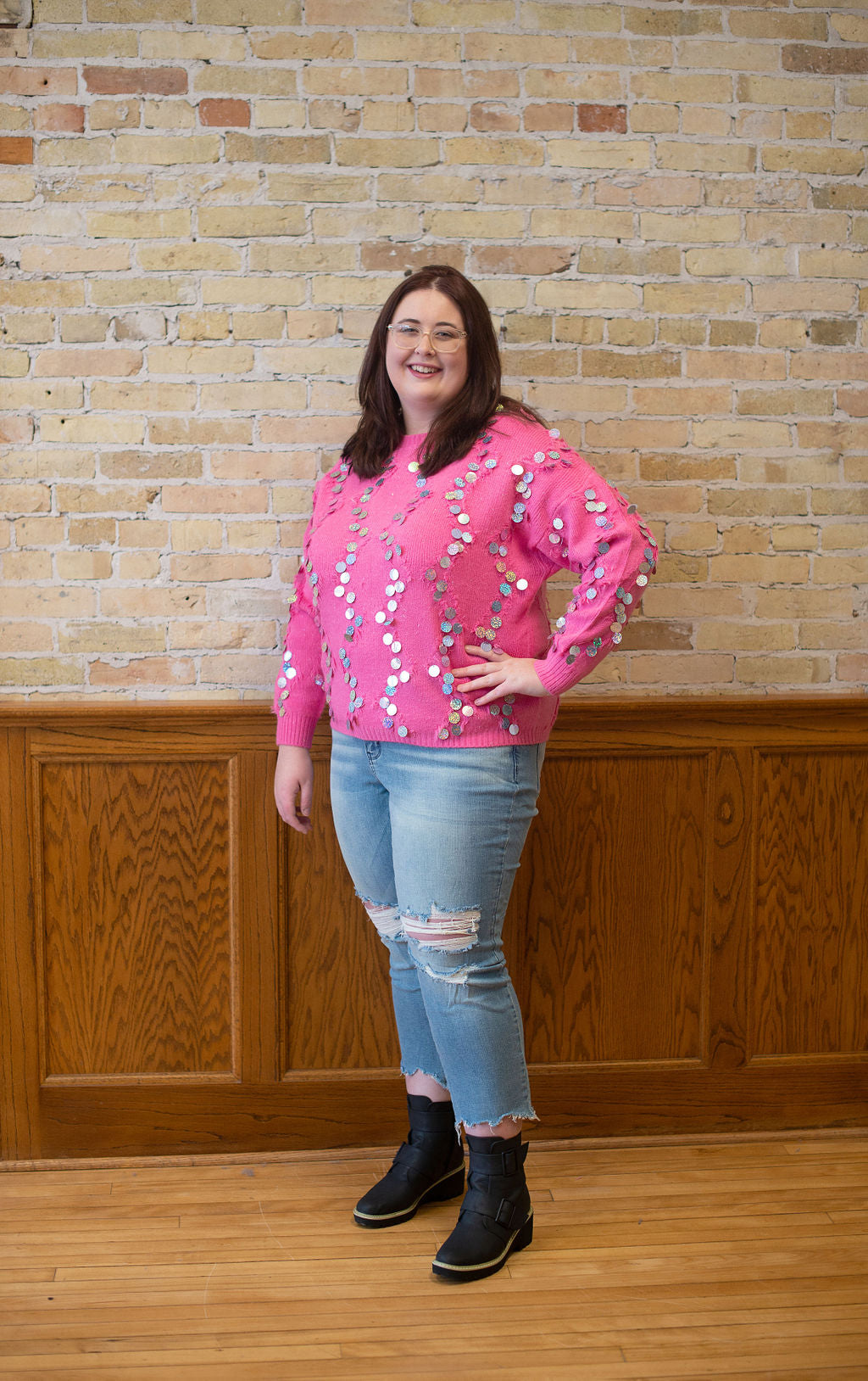 Hot Pink Hologram Sweater