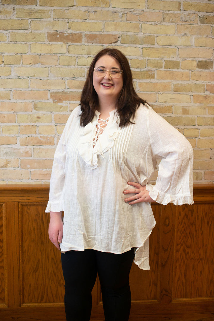 Ruffle Tie Front Tunic