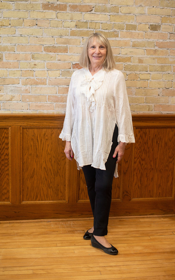 Ruffle Tie Front Tunic
