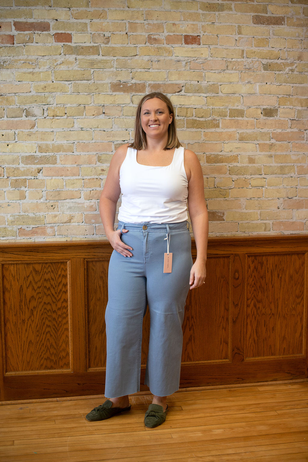Dex High Rise Wide Leg Cut Off Pants