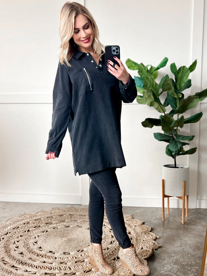Sweatshirt Tunic In Costal Black