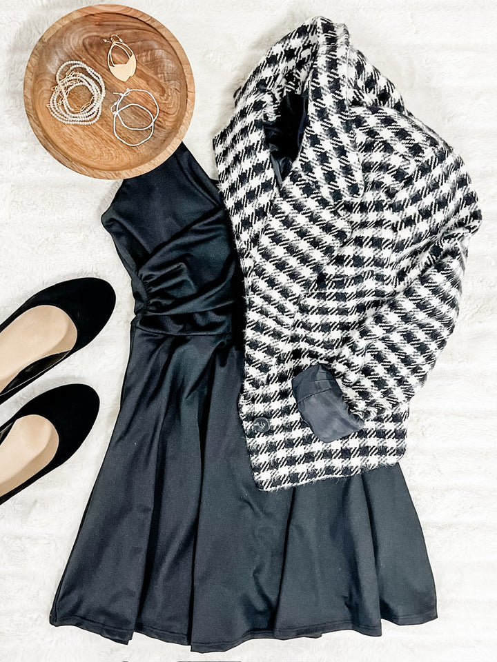 Sleeveless Dress With Shorts In Deep Black