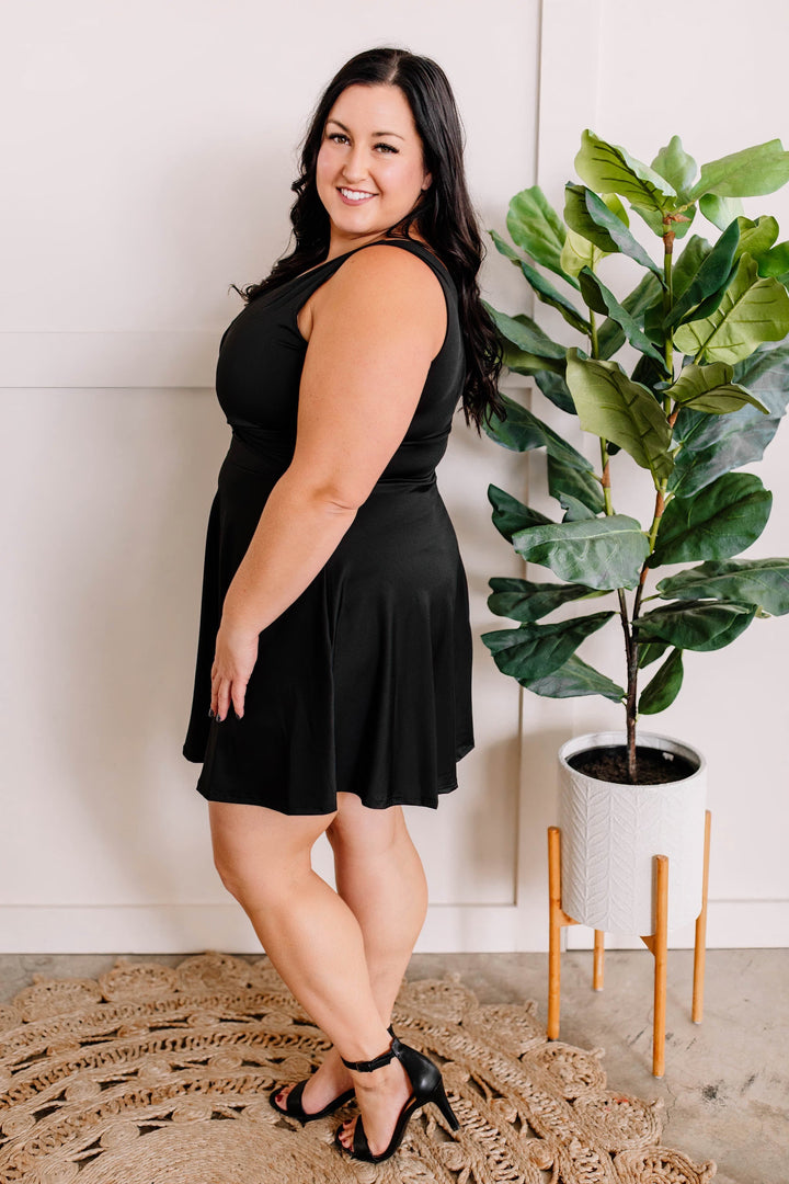 Sleeveless Dress With Shorts In Deep Black