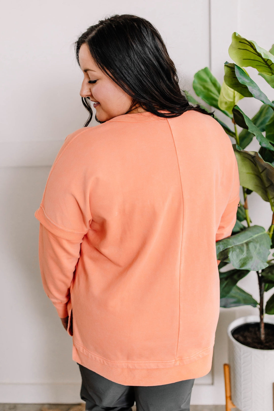 Button Front Oversized Henley In Harvest