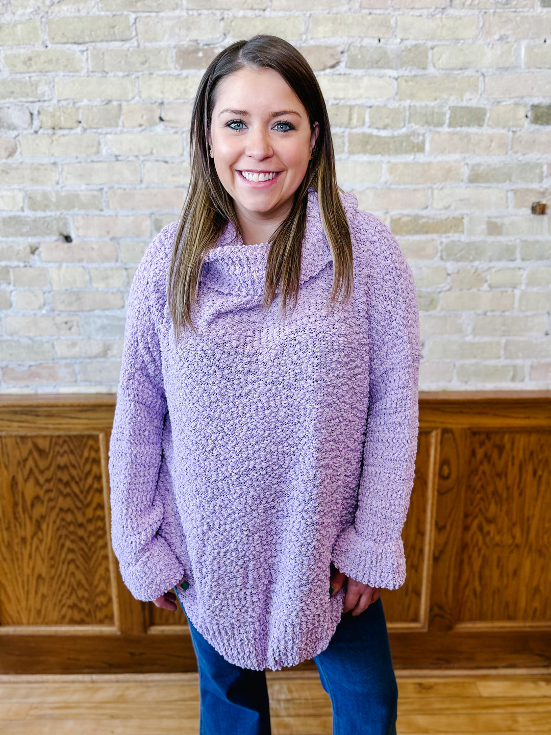 Lilac Cowl Neck Sweater