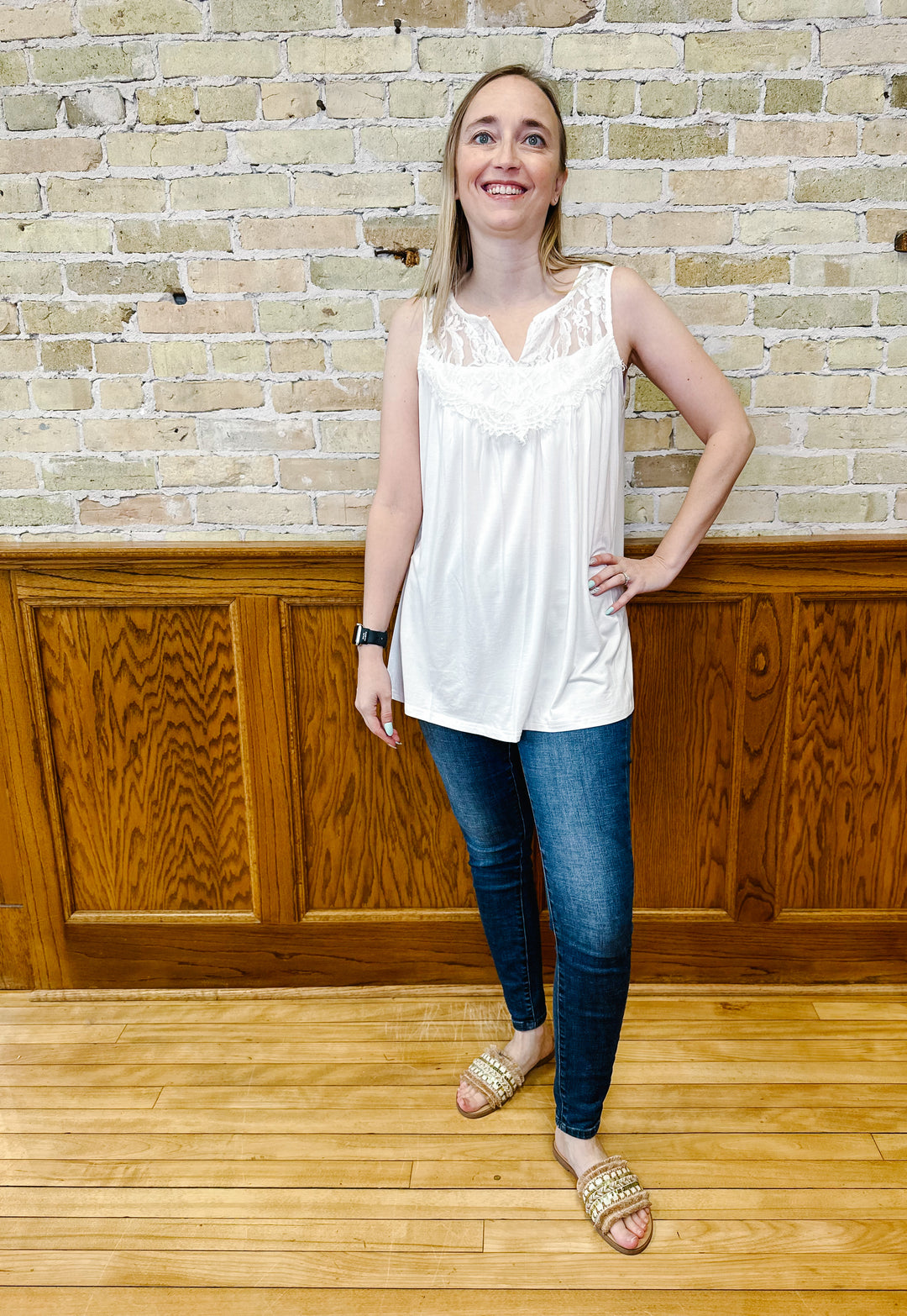 White Lace Sleeveless Top